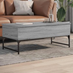 Table basse sonoma gris 100x50x40 cm bois d'ingénierie et métal 617345617345
