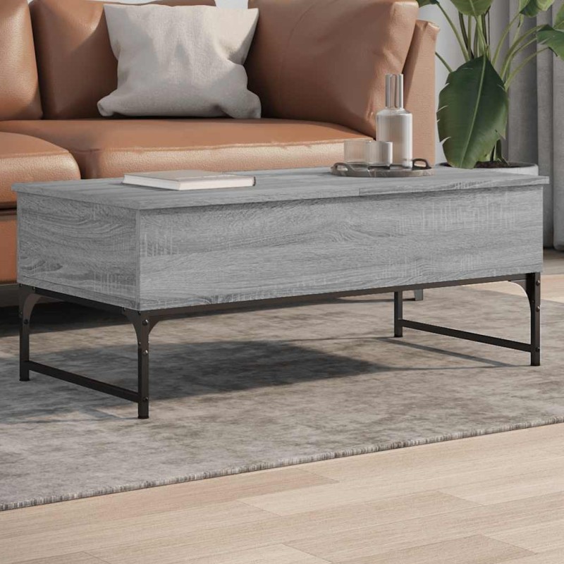Table basse sonoma gris 100x50x40 cm bois d'ingénierie et métal 617345617345