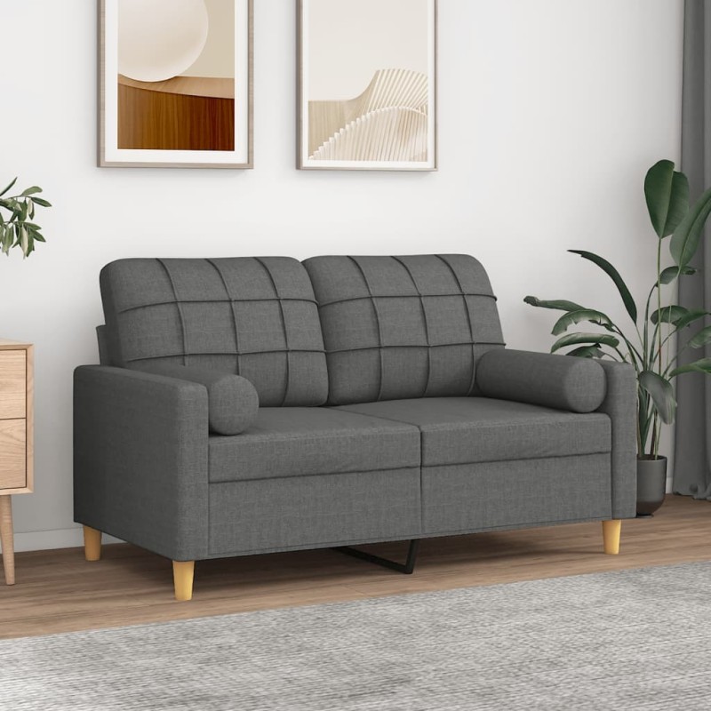 Canapé 2 places avec oreillers gris foncé 120 cm tissu 617347617347