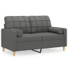 Canapé 2 places avec oreillers gris foncé 120 cm tissu 617347617347