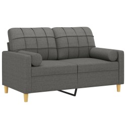 Canapé 2 places avec oreillers gris foncé 120 cm tissu 617347617347