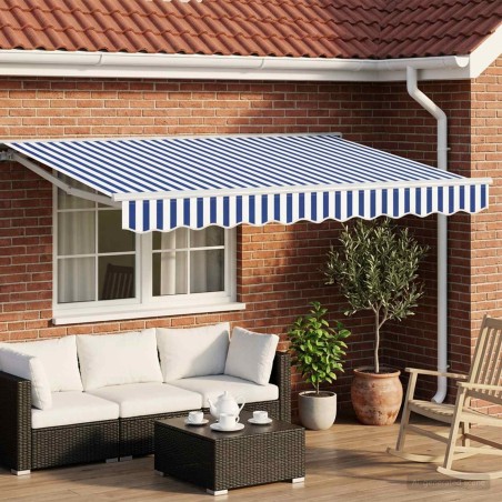 Auvent rétractable électrique Bleu et Blanc 2,5 x 2 m 617348617348