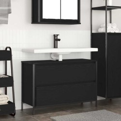 Meuble de salle de bain lavabo tiroirs chêne noir 90x34,5x60 cm 617369617369