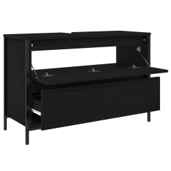 Meuble de salle de bain lavabo tiroirs chêne noir 90x34,5x60 cm 617369617369
