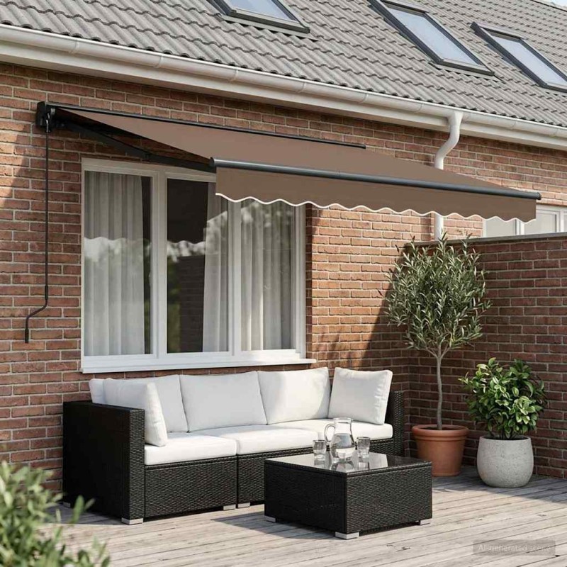 Auvent rétractable Taupe 3,5 x 2,5 m Polyester et Aluminium 617370617370