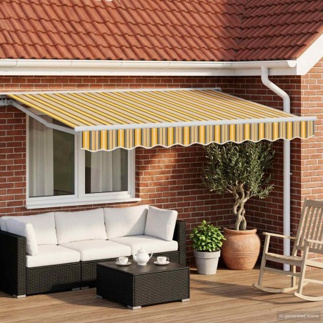 Auvent rétractable électrique Jaune, Gris et Blanc 2,5 x 2 m 617373617373