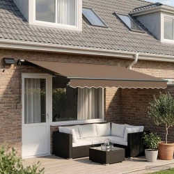 Auvent rétractable Taupe 500 × 350 cm Tissu et Aluminium 617374617374