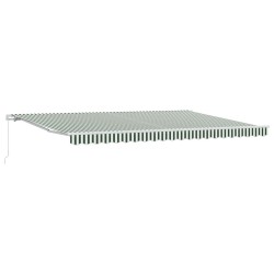 Auvent rétractable Vert et blanc 500 × 350 cm 617383617383