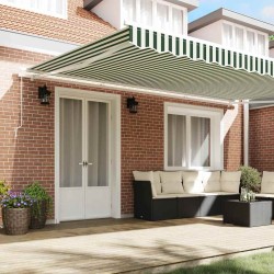 Auvent rétractable Vert et blanc 500 × 350 cm 617383617383