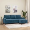 Canapé à 3 places avec repose-pieds Bleu 180 cm Velours 617398617398