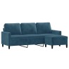 Canapé à 3 places avec repose-pieds Bleu 180 cm Velours 617398617398
