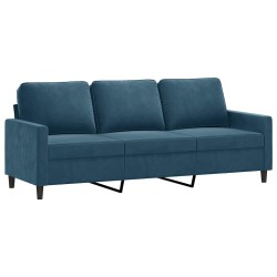Canapé à 3 places avec repose-pieds Bleu 180 cm Velours 617398617398