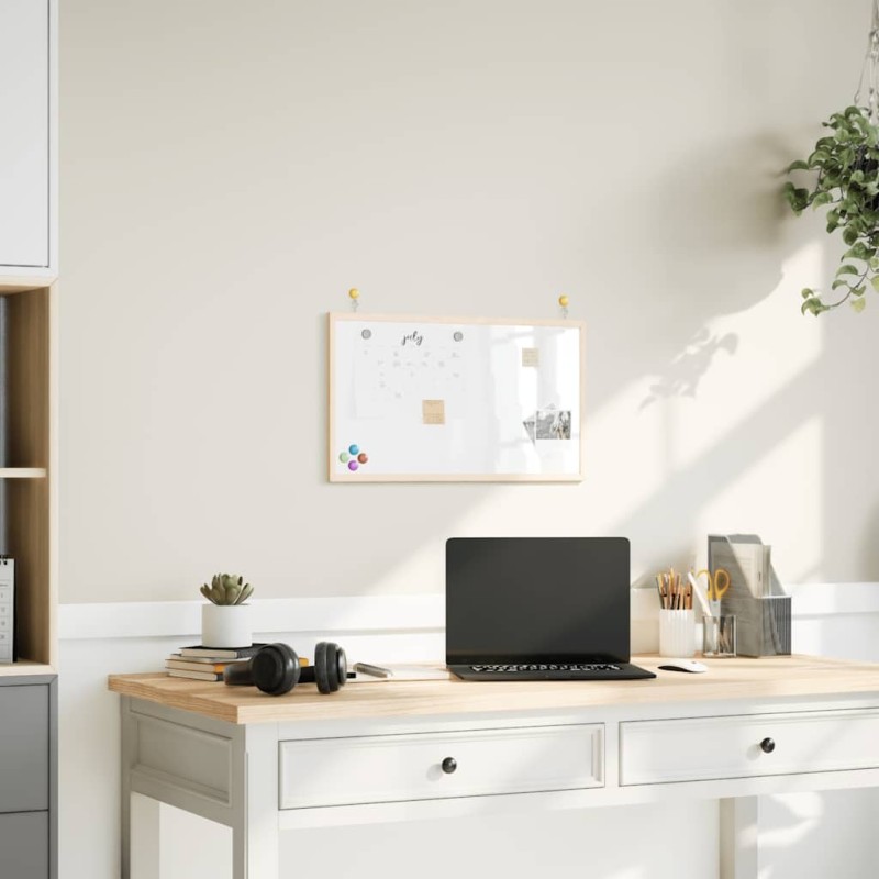 Tableau blanc magnétique avec cadre en bois de pin massif 60 x 40 cm 617407617407