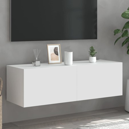 Meuble TV mural avec lumières LED blanc 100x35x31 cm 617412617412
