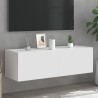 Meuble TV mural avec lumières LED blanc 100x35x31 cm 617412617412