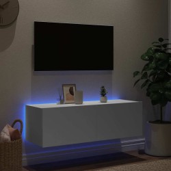 Meuble TV mural avec lumières LED blanc 100x35x31 cm 617412617412