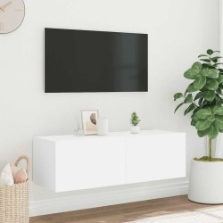 Meuble TV mural avec lumières LED blanc 100x35x31 cm 617412617412