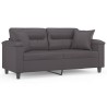 Canapé 2 places avec oreillers décoratifs gris 140cm similicuir 617418617418