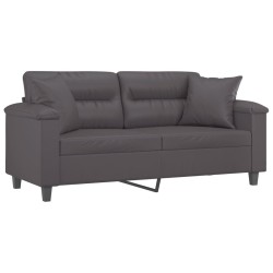 Canapé 2 places avec oreillers décoratifs gris 140cm similicuir 617418617418