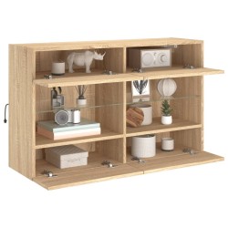 Meuble TV mural avec lumières LED chêne sonoma 98,5x30x60,5 cm 617420617420