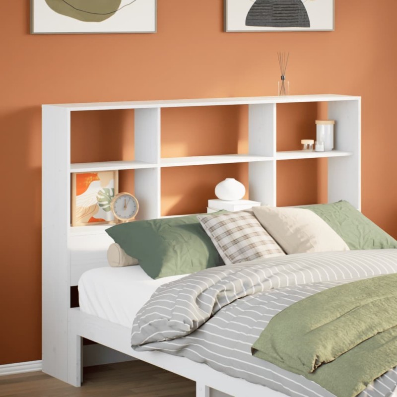 Tête de lit avec rangement blanc 150 cm bois massif de pin Tête de lit avec rangement blanc 150 cm bois massif de pin