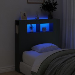 Tête de lit à LED noir 100x18,5x103,5 cm bois d'ingénierie 617422617422