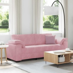 Canapé 3 places rose 220x77x82 cm velours 617442617442