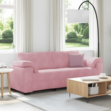 Canapé 3 places rose 220x77x82 cm velours 617442617442