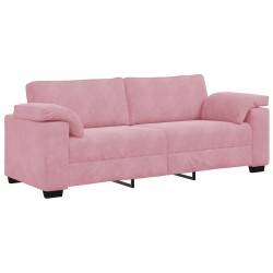 Canapé 3 places rose 220x77x82 cm velours 617442617442