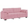 Canapé 3 places rose 220x77x82 cm velours 617442617442