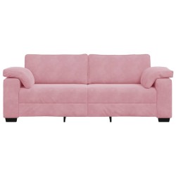 Canapé 3 places rose 220x77x82 cm velours 617442617442