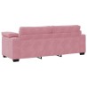 Canapé 3 places rose 220x77x82 cm velours 617442617442