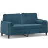 Canapé 2 places avec oreillers décoratifs bleu 140 cm velours 617444617444