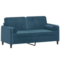 Canapé 2 places avec oreillers décoratifs bleu 140 cm velours 617444617444