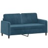 Canapé 2 places avec oreillers décoratifs bleu 140 cm velours 617444617444