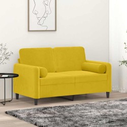 Canapé 2 places avec oreillers décoratifs jaune 120 cm velours 617451617451