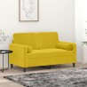 Canapé 2 places avec oreillers décoratifs jaune 120 cm velours 617451617451