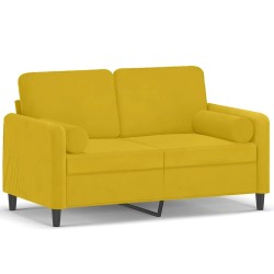 Canapé 2 places avec oreillers décoratifs jaune 120 cm velours 617451617451