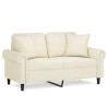 Canapé 2 places avec oreillers décoratifs crème 120 cm velours 617458617458