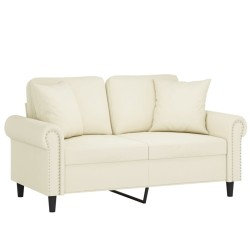 Canapé 2 places avec oreillers décoratifs crème 120 cm velours 617458617458