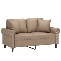 Canapé 2 places avec oreillers cappuccino 120 cm similicuir 617459617459