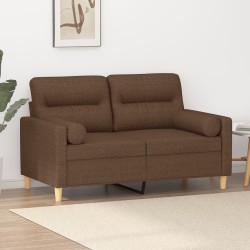 Canapé 2 places avec oreillers décoratifs marron 120 cm tissu 617463617463