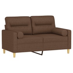 Canapé 2 places avec oreillers décoratifs marron 120 cm tissu 617463617463