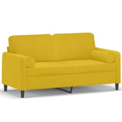Canapé 2 places avec oreillers décoratifs jaune 140 cm velours 617464617464