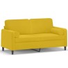 Canapé 2 places avec oreillers décoratifs jaune 140 cm velours 617464617464
