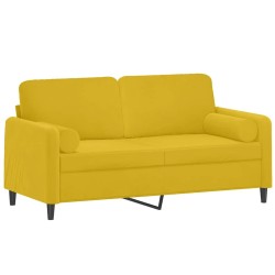 Canapé 2 places avec oreillers décoratifs jaune 140 cm velours 617464617464