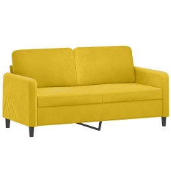 Canapé 2 places avec oreillers décoratifs jaune 140 cm velours 617464617464