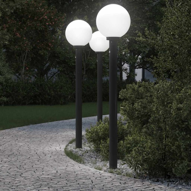 Bornes lumineuses avec détecteur lot de 3 120 cm noir IP44 617468617468