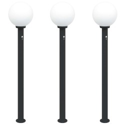 Bornes lumineuses avec détecteur lot de 3 120 cm noir IP44 617468617468