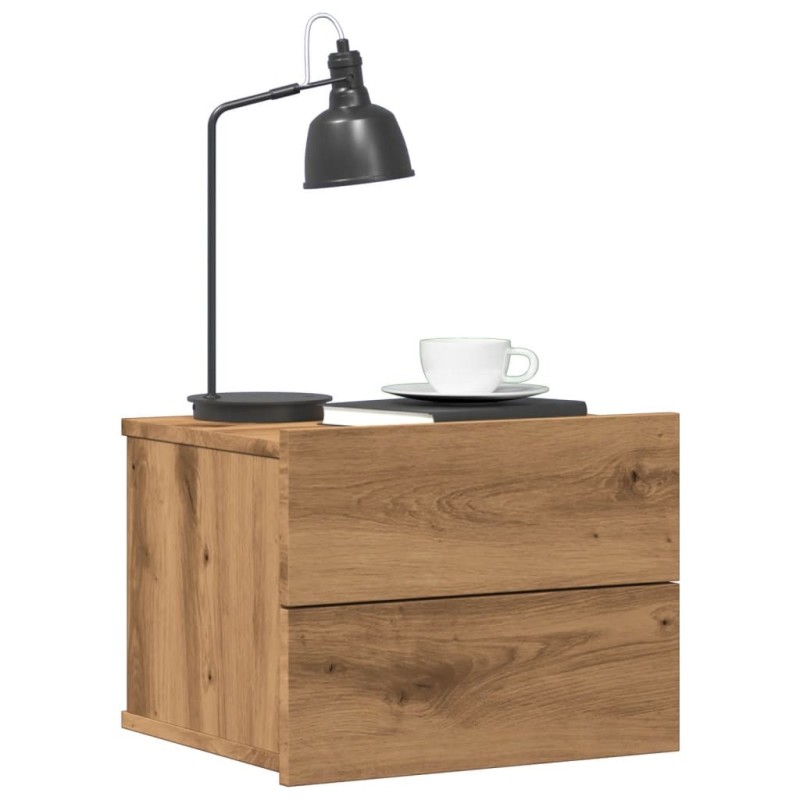 Tables de chevet murales 2 pcs chêne artisanal 40x32x30 cm 617471617471